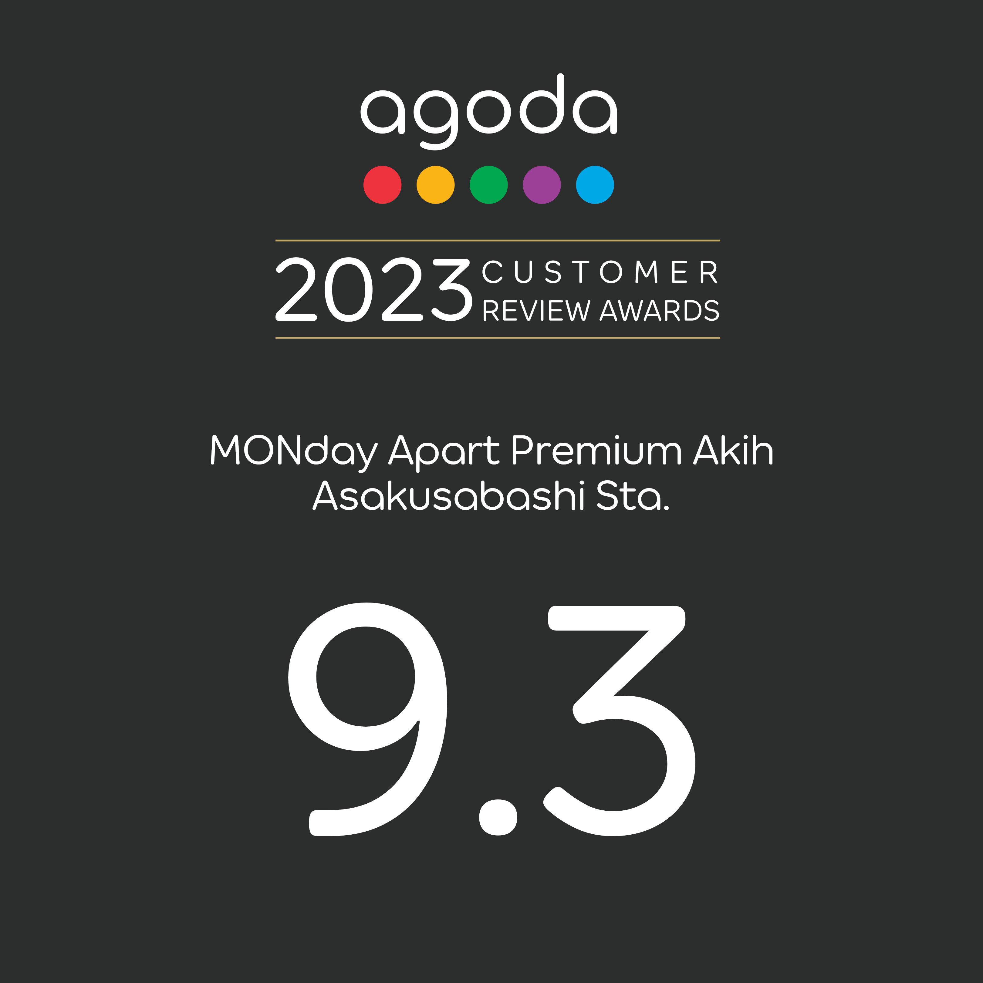 agoda 2023 CUSTOMER REVIEW AWARD